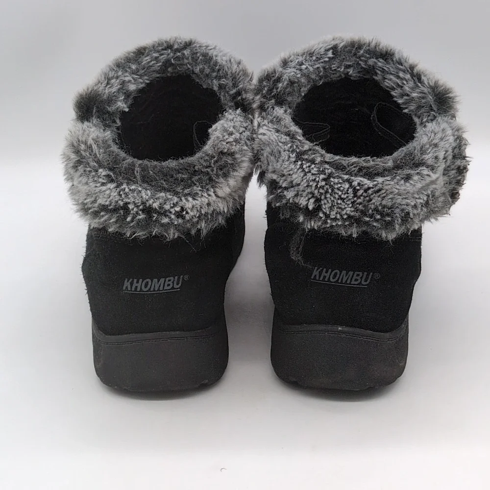 Khombu‎ Shoes Womens Jessica Black 9 Suede Winter Ankle Boots Fur Trim Dual Zip